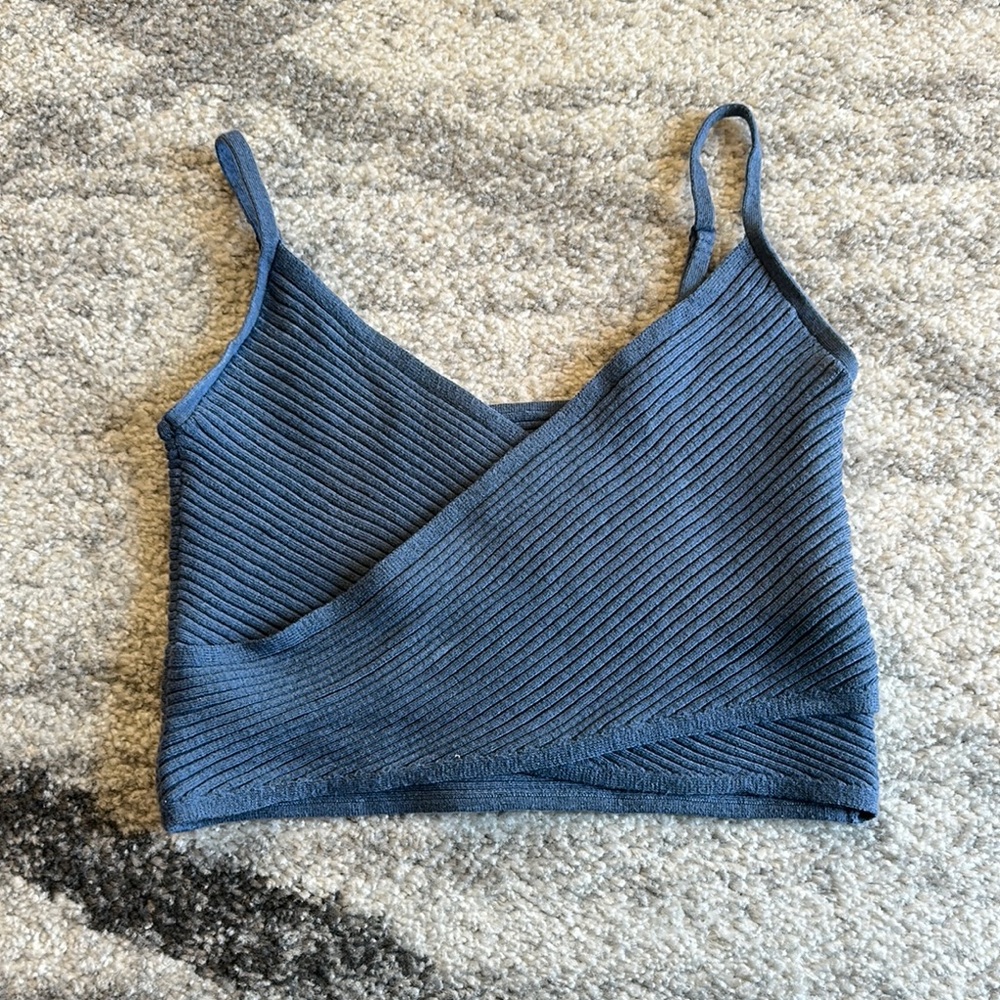 Blue Ribbed Women's Top